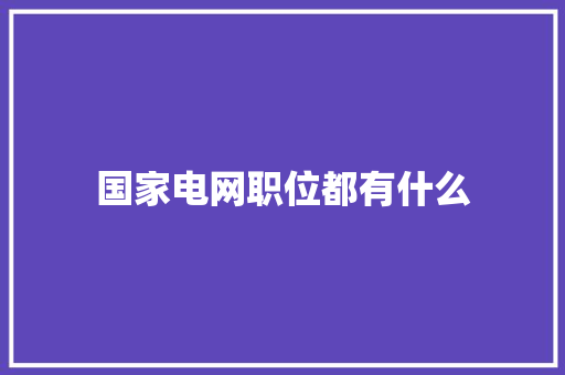 国家电网职位都有什么 未命名