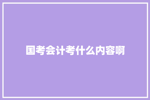 国考会计考什么内容啊 未命名