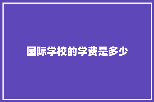 国际学校的学费是多少 未命名