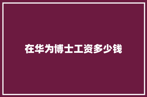 在华为博士工资多少钱 未命名