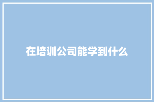 在培训公司能学到什么 未命名