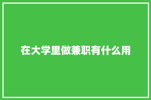 在大学里做兼职有什么用 未命名