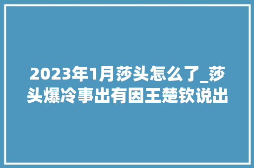 2023年1月莎头怎么了_莎头爆冷事出有因王楚钦说出实话球迷心疼孙颖莎马琳惹争议