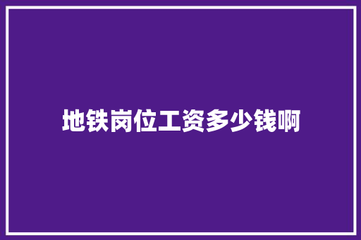 地铁岗位工资多少钱啊