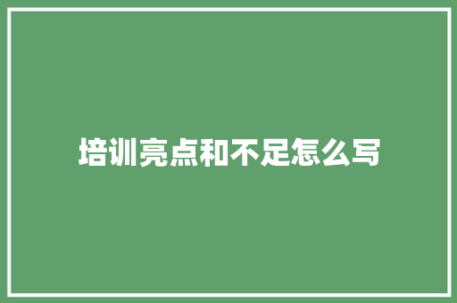 培训亮点和不足怎么写 未命名