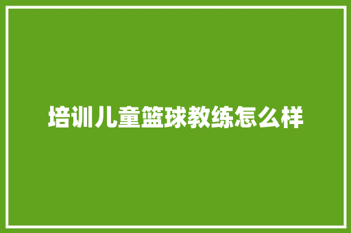 培训儿童篮球教练怎么样 未命名