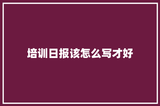 培训日报该怎么写才好 未命名