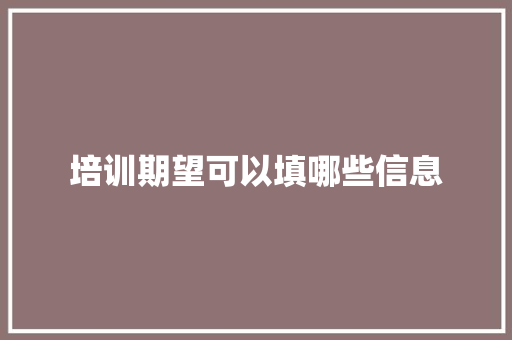 培训期望可以填哪些信息 未命名