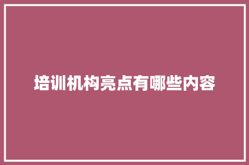 培训机构亮点有哪些内容 未命名