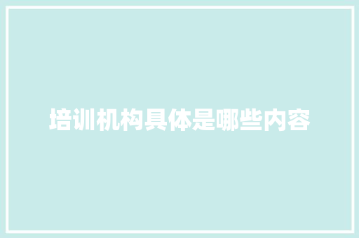 培训机构具体是哪些内容 未命名