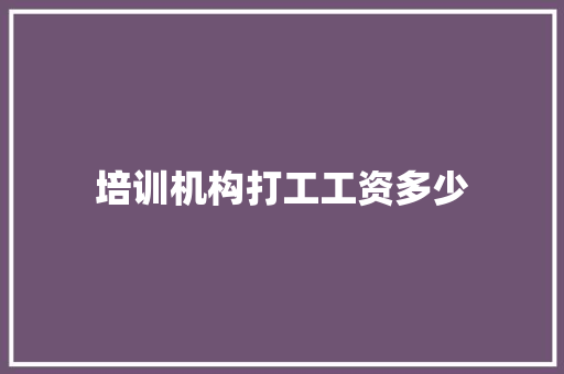 培训机构打工工资多少 未命名