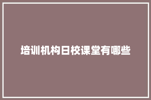 培训机构日校课堂有哪些 未命名