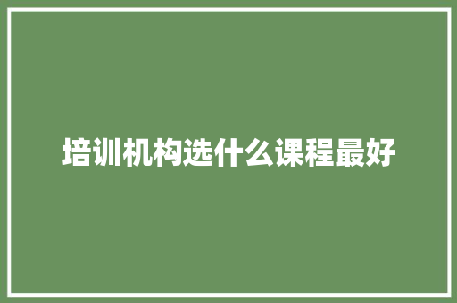 培训机构选什么课程最好 未命名