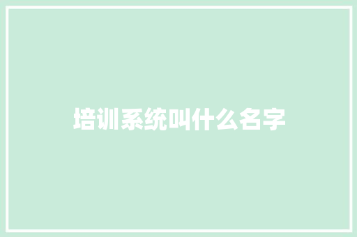 培训系统叫什么名字 未命名