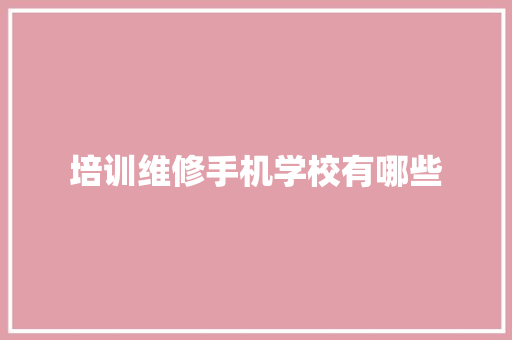 培训维修手机学校有哪些