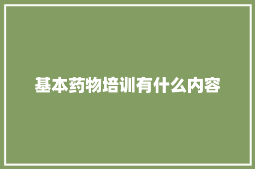 基本药物培训有什么内容