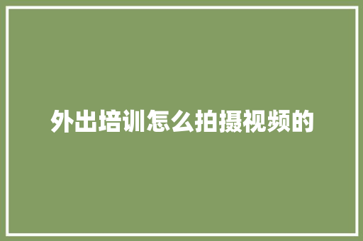 外出培训怎么拍摄视频的 未命名