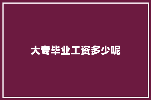 大专毕业工资多少呢 未命名