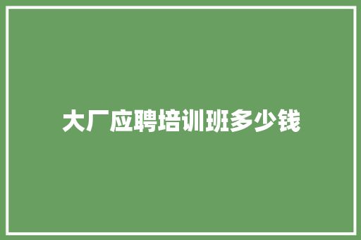 大厂应聘培训班多少钱 未命名