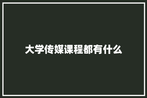 大学传媒课程都有什么 未命名