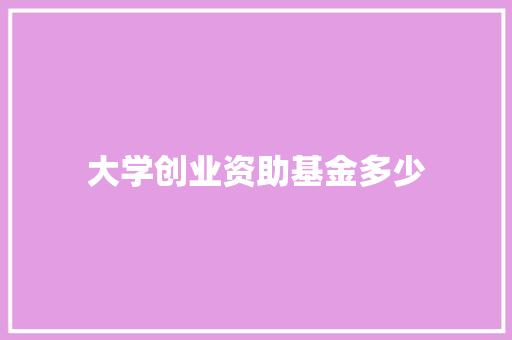 大学创业资助基金多少 未命名