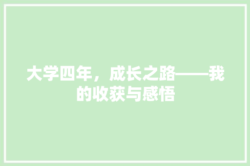 大学四年，成长之路——我的收获与感悟