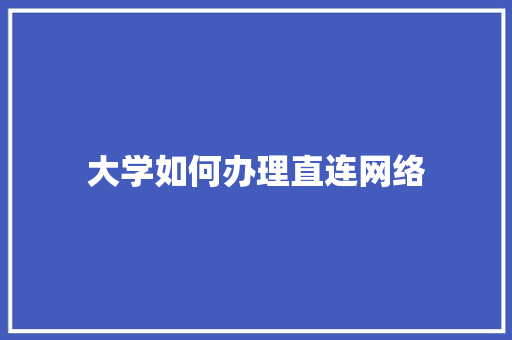 大学如何办理直连网络 未命名