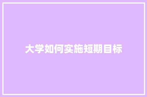 大学如何实施短期目标 未命名