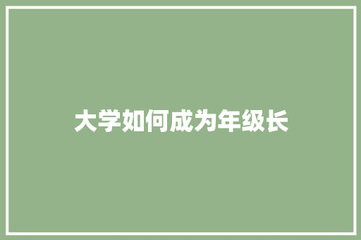 大学如何成为年级长 未命名