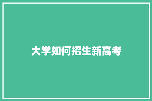 大学如何招生新高考 未命名