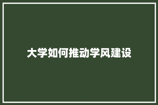 大学如何推动学风建设