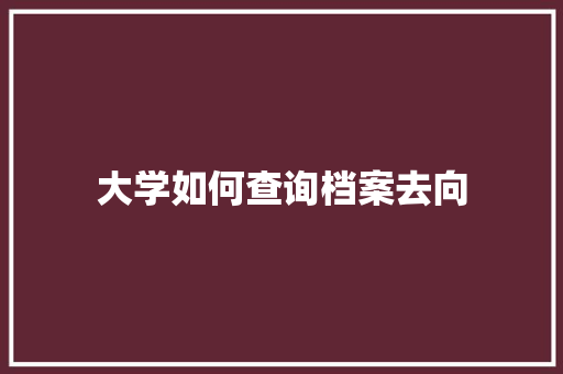 大学如何查询档案去向