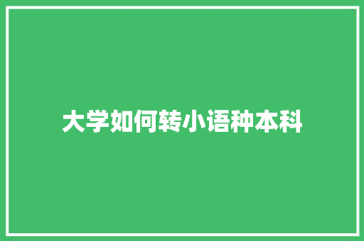 大学如何转小语种本科