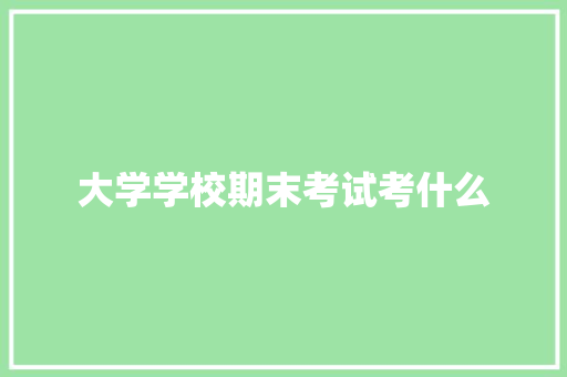 大学学校期末考试考什么 未命名