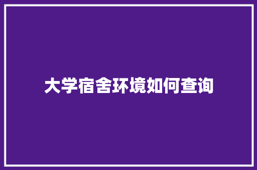 大学宿舍环境如何查询 未命名