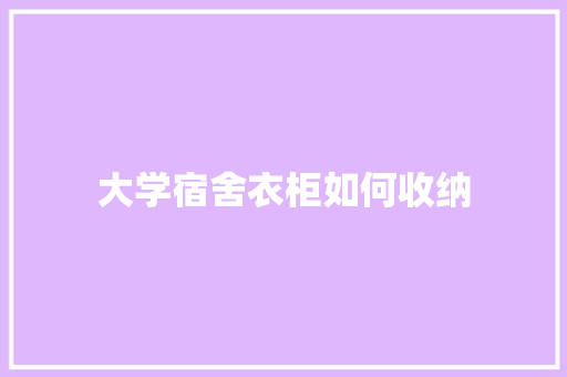 大学宿舍衣柜如何收纳