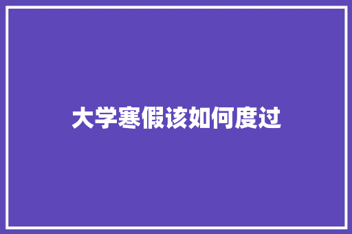 大学寒假该如何度过