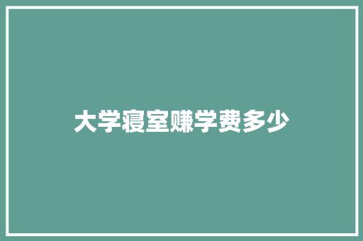 大学寝室赚学费多少