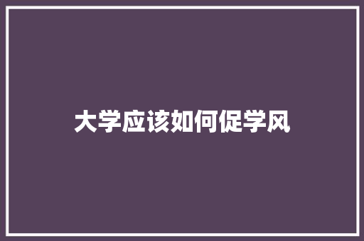 大学应该如何促学风