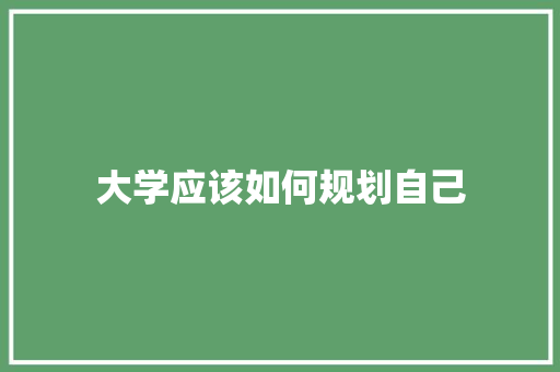 大学应该如何规划自己 未命名