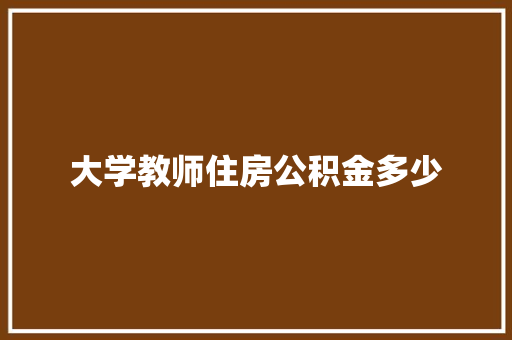 大学教师住房公积金多少