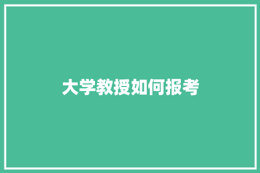 大学教授如何报考 未命名