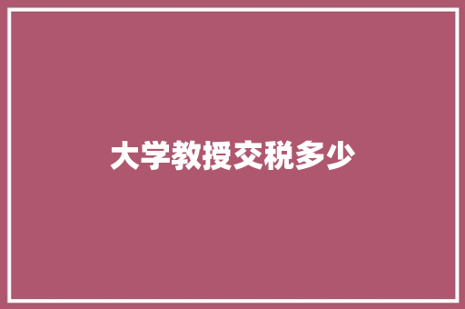 大学教授交税多少