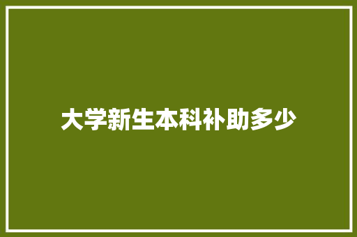 大学新生本科补助多少