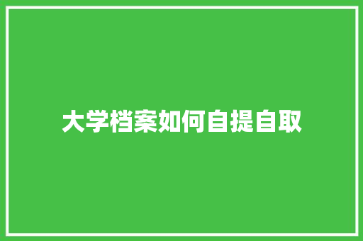 大学档案如何自提自取