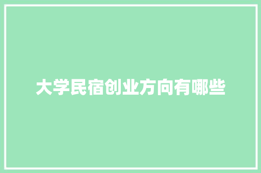 大学民宿创业方向有哪些