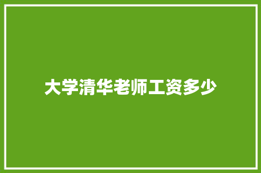 大学清华老师工资多少 未命名