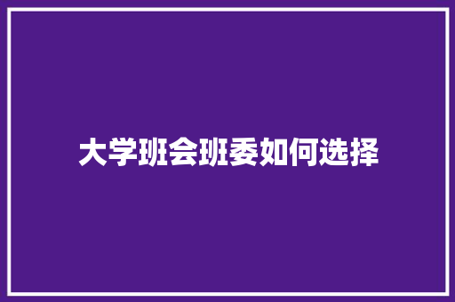 大学班会班委如何选择 未命名