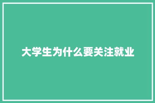 大学生为什么要关注就业 未命名