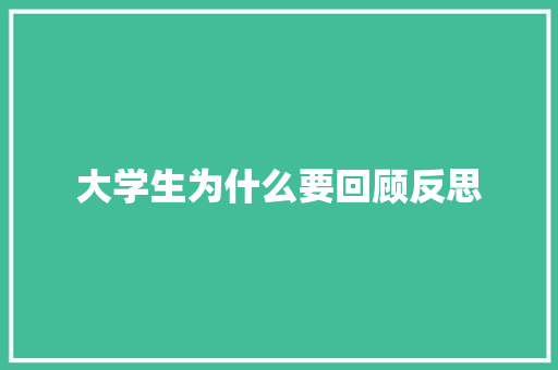 大学生为什么要回顾反思 未命名